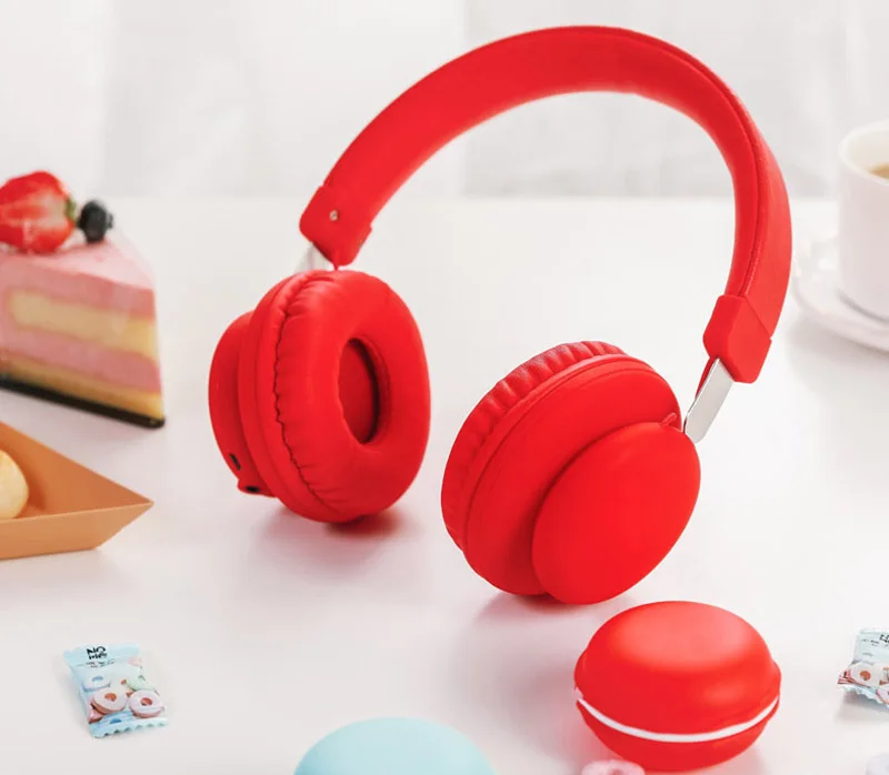 5,0 Bluetooth наушники милый розовый синий красный цвет Девочки Дети bluetooth-стереонаушники гарнитура с микрофоном для компьютера телефон
