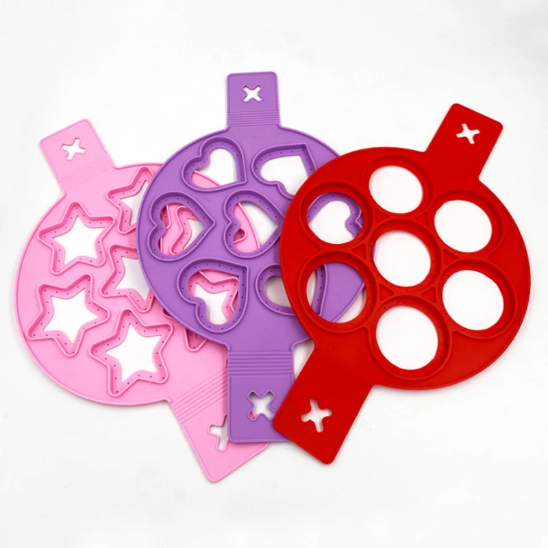 

Pancake Fipper Silicone Multi-Function Egg Fire Omelette Pan Cake Mold Dispenser Shaper Baking Mould DIY Porous Pancake Maker