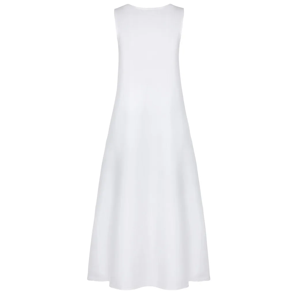 

Dresses For Women Summer Plus Size Daily Dress Ladies Sleeveless Vintage Patchwork Boho O Neck Beach Maxi Dress Female Vestidos