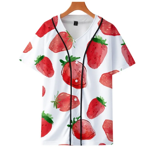 Summer thin cardigan baseball uniform Fruit fruit surrounding trend personality casual 3D thin short sleeve baseball uniform