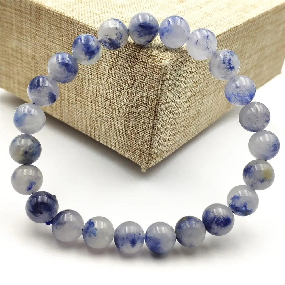 8 мм топ натуральный синий дюмортиерит кварц Rutilated Кристалл для женщин и мужчин