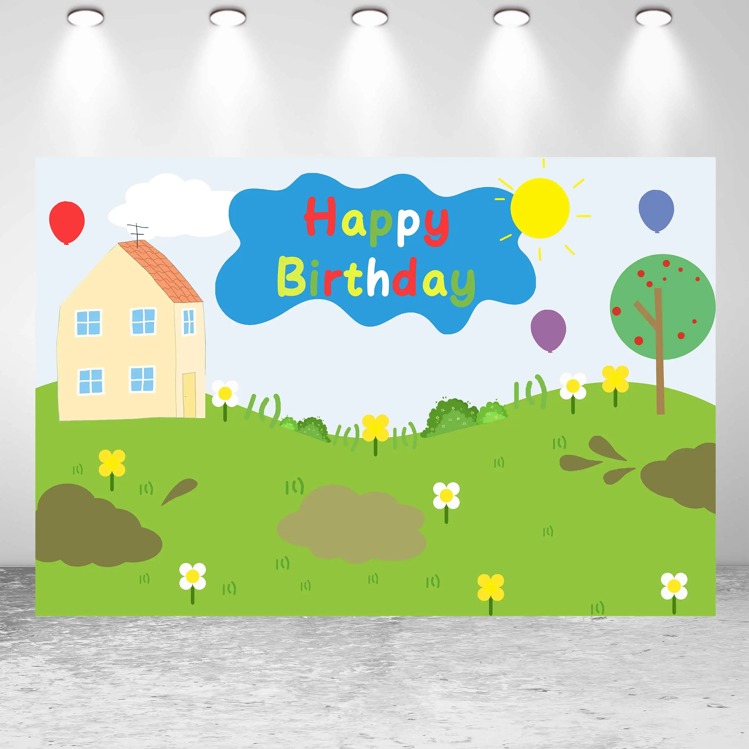 

NeoBack Baby Shower Birthday Photo Photography Sky Balloon Backdrop Pig House Spring Party Backgrounds Blue Child Customized