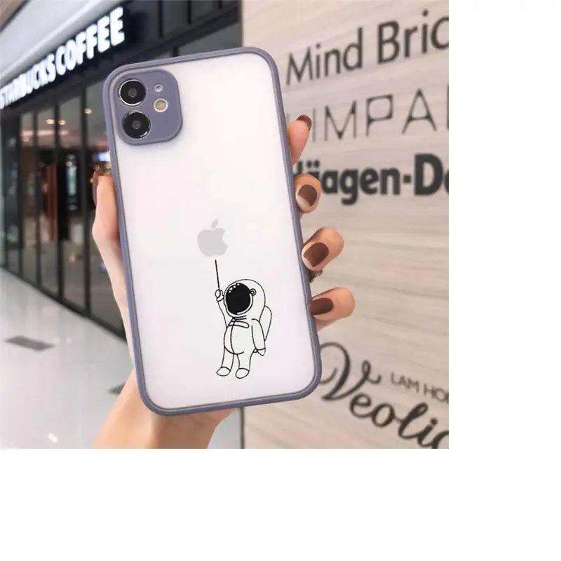 

Cartoon astronaut Phone Cases Matte Transparent For iPhone 12 Mini 11 Pro XR XS Max 7 8 Plus