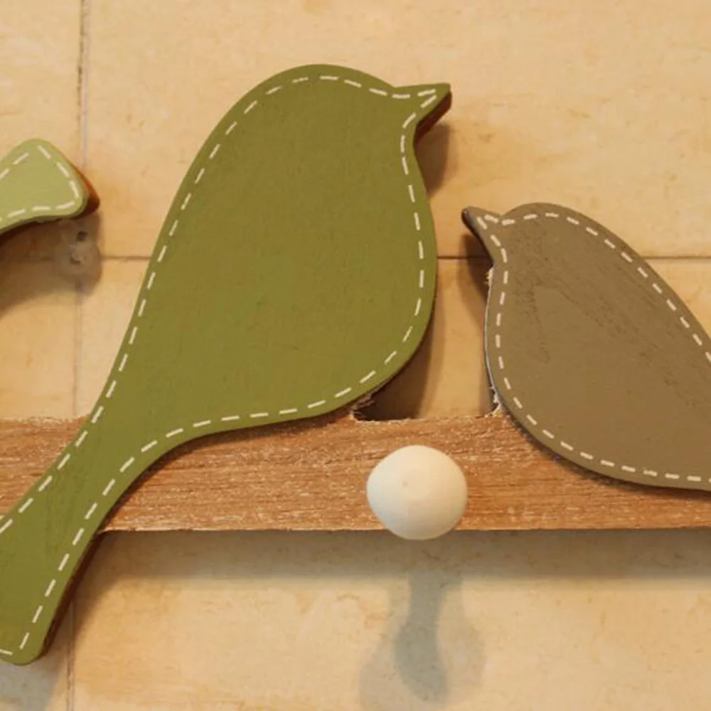 Милый мультяшный деревянный настенный крючок в виде птицы | Дом и сад