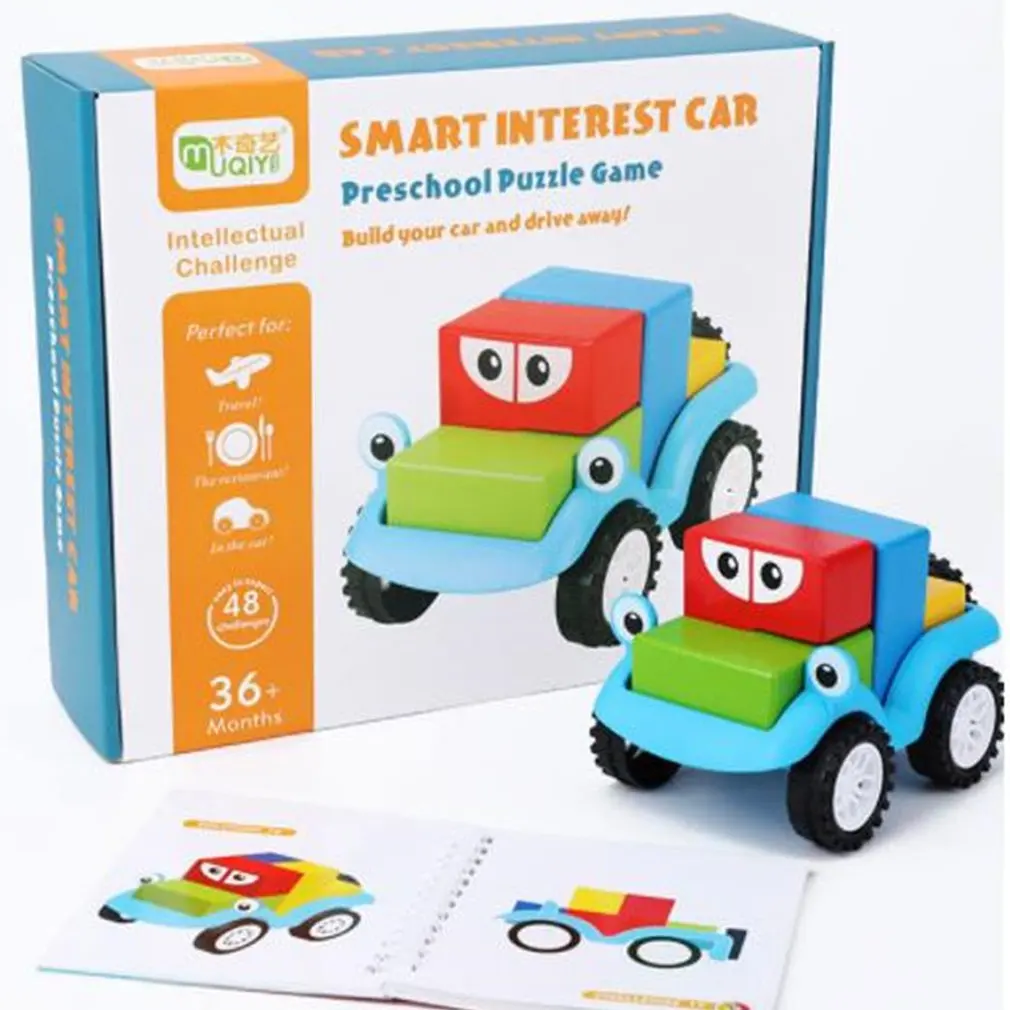 

Toys Creative Wooden Puzzle Game Car Educational Jigsaw With InteractiveTraining Learning Toys For Kids