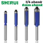 Фреза с хвостовиком 14, хвостовик 6 мм, насадка для обрезки с подшипником для шаблона по дереву, карбид вольфрама, фреза для дерева, 1 шт.