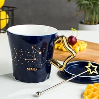 fashion starry sky ceramic mug with lid with spoon coffee cup milk mark tea cup office mug holiday gift free shipping items