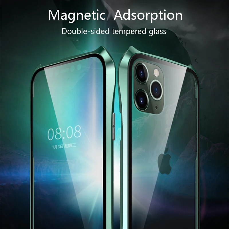 Магнитный адсорбционный чехол для телефона iPhone 11 Pro 360 Max металлический |