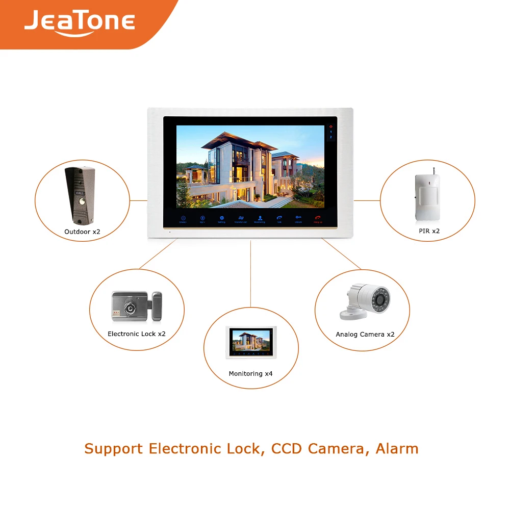 Видеодомофон с 10 дюймовым экраном интерком для квартиры дверной звонок ИК