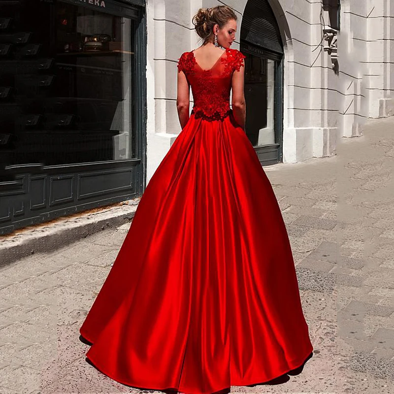 Атласное кружевное платье Элегантное длинное вечернее 2020 вечерние платья