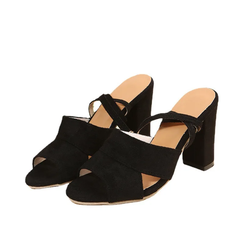 

High quality handmade high heel sandals women's large ankle sandals nude color
