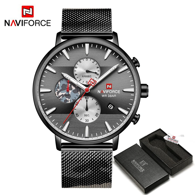 CFB BOX NAVIFORCE, мужские часы, лучший бренд, модные, Роскошные, нержавеющая сталь, хронограф, спортивные, водонепроницаемые, кварцевые, мужские часы, Relogio Masculino - Цвет: CFB BOX