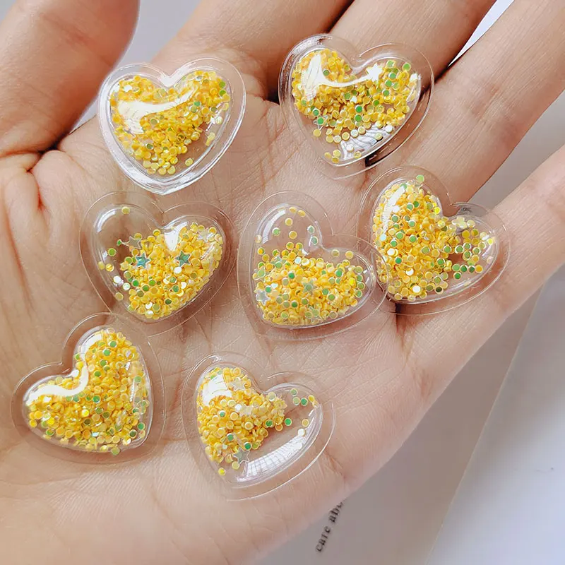 50 шт. DIY kawaii с плоской задней частью смолы блестящих в форме сердца Новое