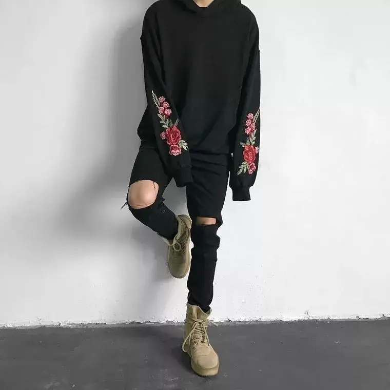 Men's fashion,Ripped ,distressed,elastic trousers,hip hop for men,zipper,casual man,skull,bleached ,Harem Pants,pencil pants