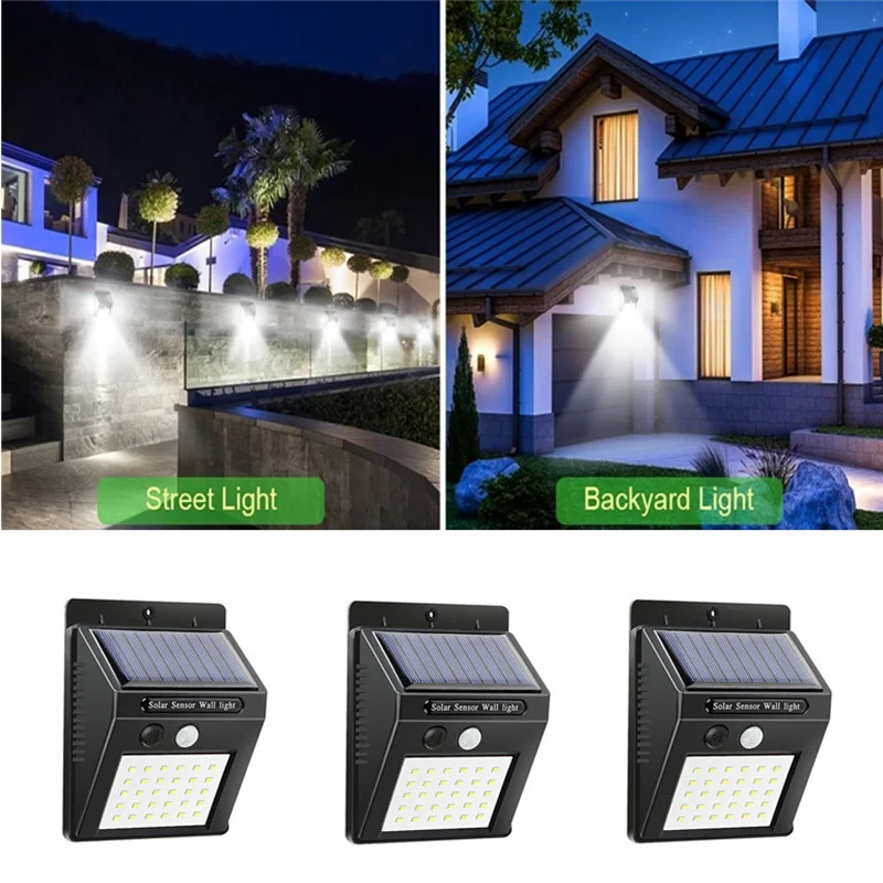 

3Mode Waterproof 100 LED Solar Motion Sensor Light Outdoor Street for Garden Decor Sunlight Powered Solar Wall Lamp with Sensor