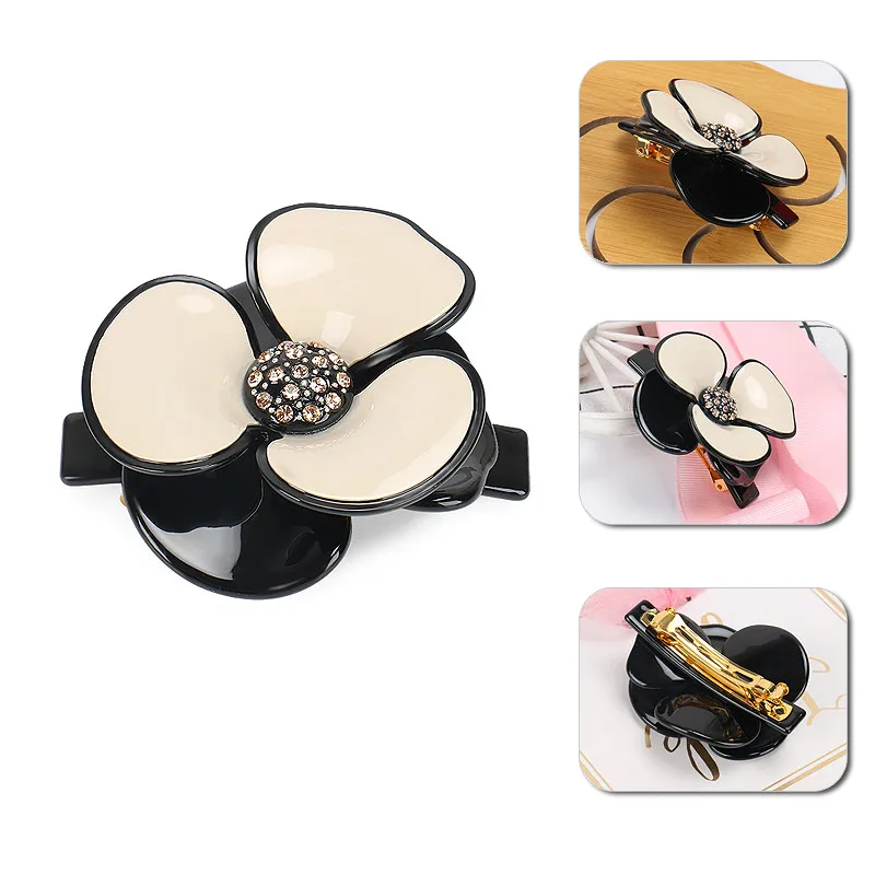 Распродажа заколки для волос Camellia французская ацетатная Стразы украшенная