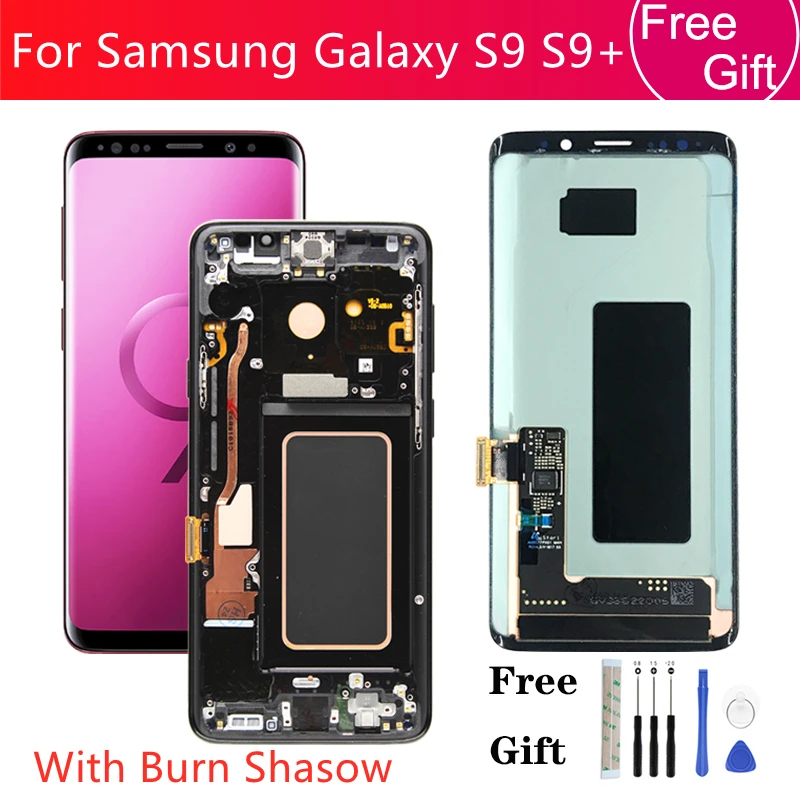 

For Samsung Galaxy S9 Plus Lcd Display Touch Screen Glass Panel Digitizer Assembly S9 S9+ LCD With Frame Replacement With Burn