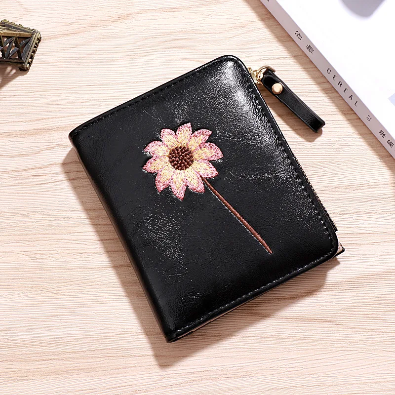 

2020 Promotion Top Pu Polyester Coin Purses Cards Holder Moneybags Woman Wallet Bags Short Purse Notecase Pocket Flower Wallets