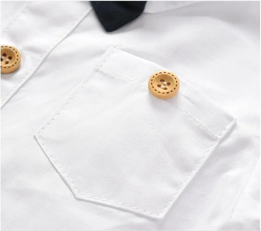 Newborn Baby Boy Clothes Set White Romper Strap Pants and Bow Tie 0-24 Monthes Quality Gentlemen Three Piece Suit |