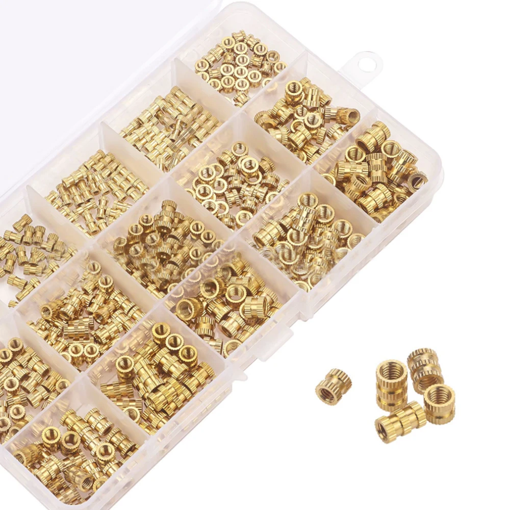 

Knurled Thumb Nuts M2 M3 M4 M5 Brass Female Thread Knurled Threaded Insert Round Injection Moulding Nuts Assortment Kit