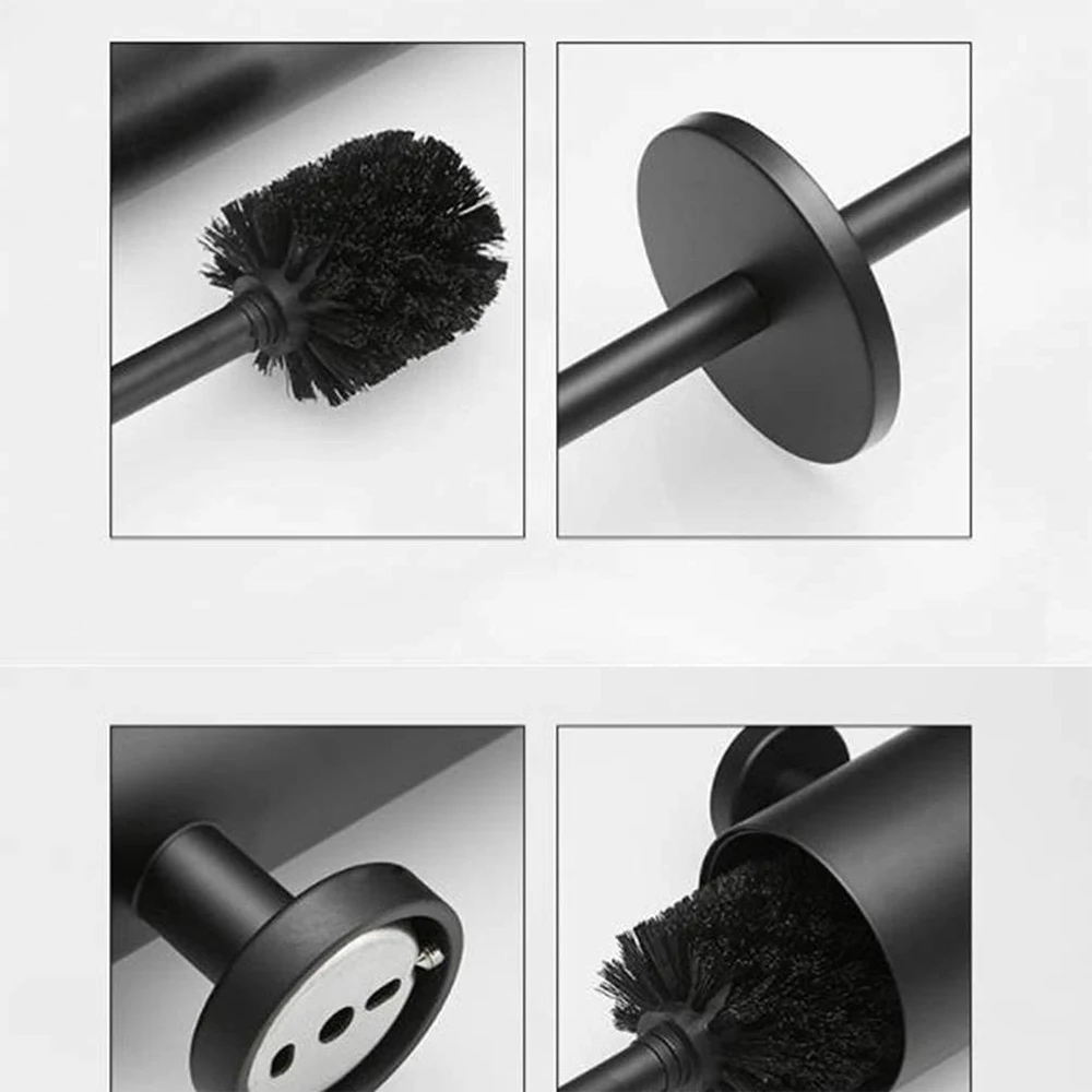 taicute fashion toilet cleaning brush holder sets wall mount stainless steel bathroom accessories wc hardware black chrome free global shipping