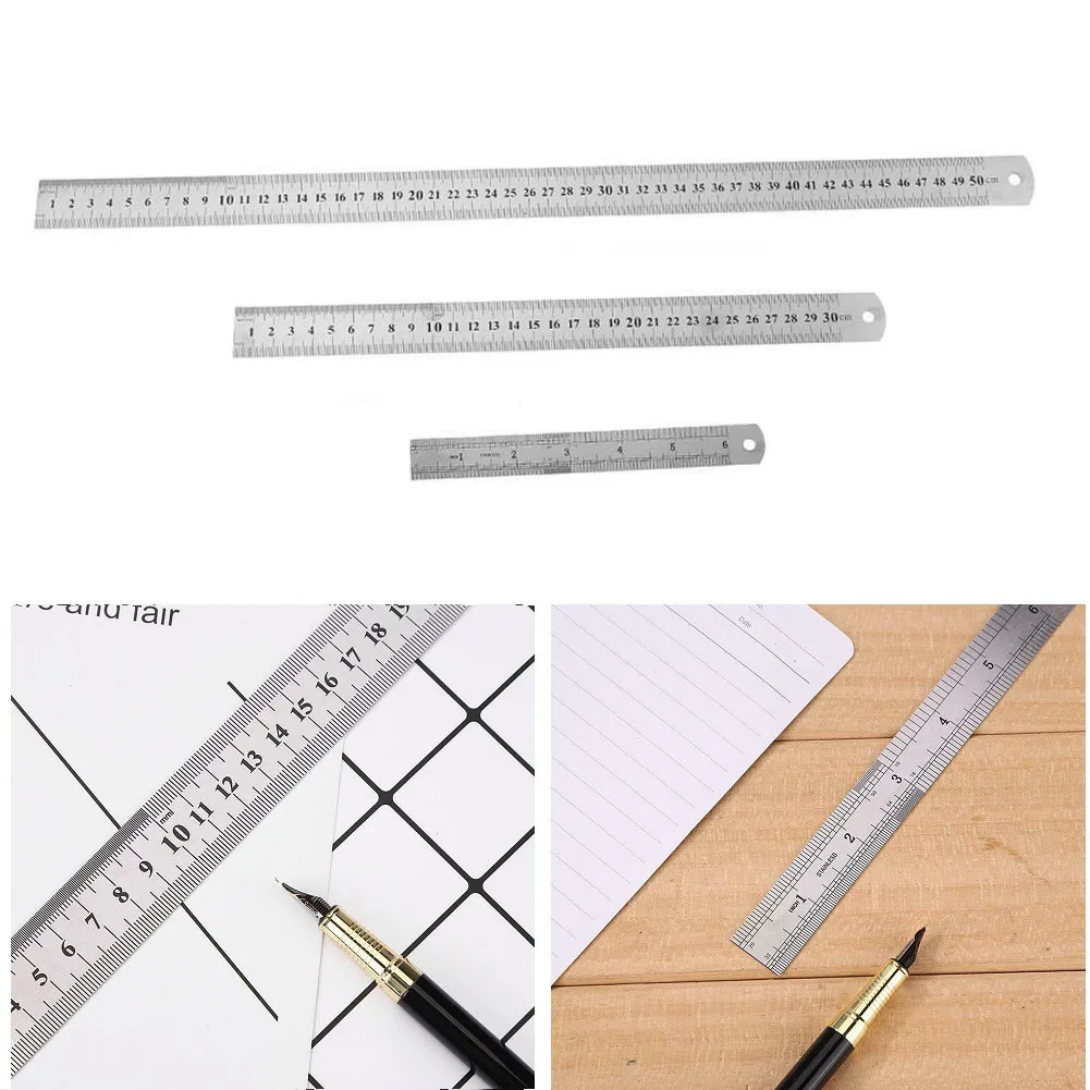 

15/30/50cm Measuring Tool 3pcs Ruler Double-side Imperial/Metric Marking