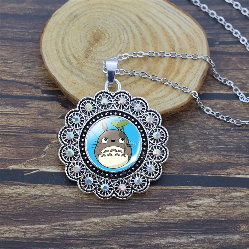 Ожерелье из аниме манги Мой сосед Тоторо стеклянный кабошон студийная подвеска
