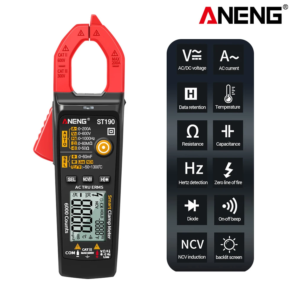 

ANENG Clamp Meter 6000 Counts True RMS Digital Clamp Tester AC/DC Current Voltmeter Auto Range High Precision Multimeter
