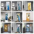 2 шт.компл. наклейка на дверь из мультфильма, самоклеящийся съемный постер с богатыми деревьями, настенные наклейки для гостиной и дома, adesivo porta