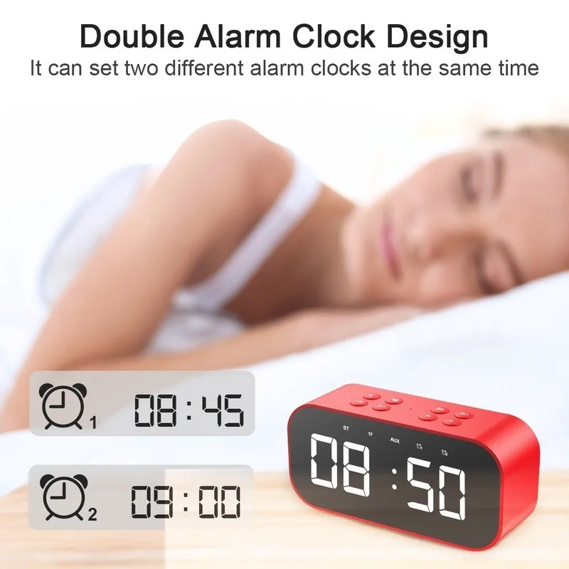 

New Bluetooth Speaker Table Clock LED Time Snooze Alarm Clock for PC Laptop Phone Home Fashion Mirror Desktop Speaker Clocks