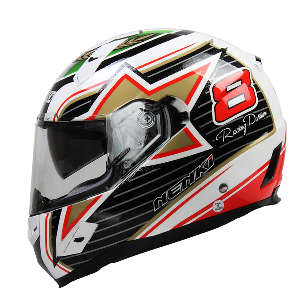 

NENKI Motorcycle Helmet Fiberglass Shell Street Moto Touring Helmet Motorbike Racing Riding Full Face Helmet DOT Certification