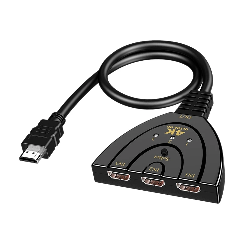 

HDMI сплиттер, 4K x 2k 3D Мини 3-портовый 4K коммутатор 1080P 3-в-1 порт концентратор для DVD HDTV PS3 PS4 PS5