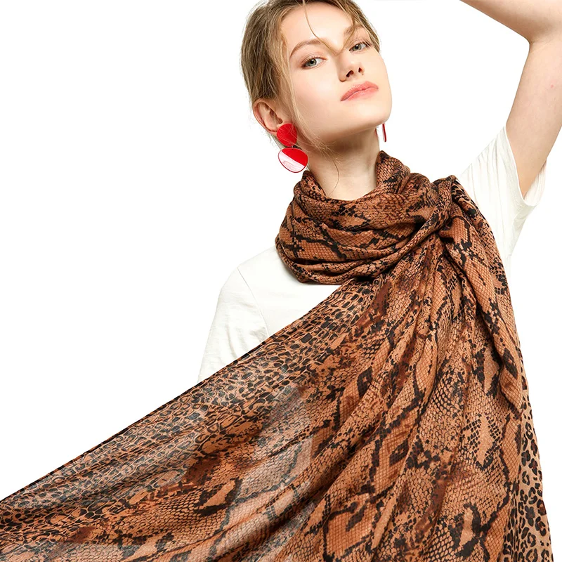 FS 2022 роскошный Леопардовый хиджаб с принтом змеи шарф для женщин хлопок красный