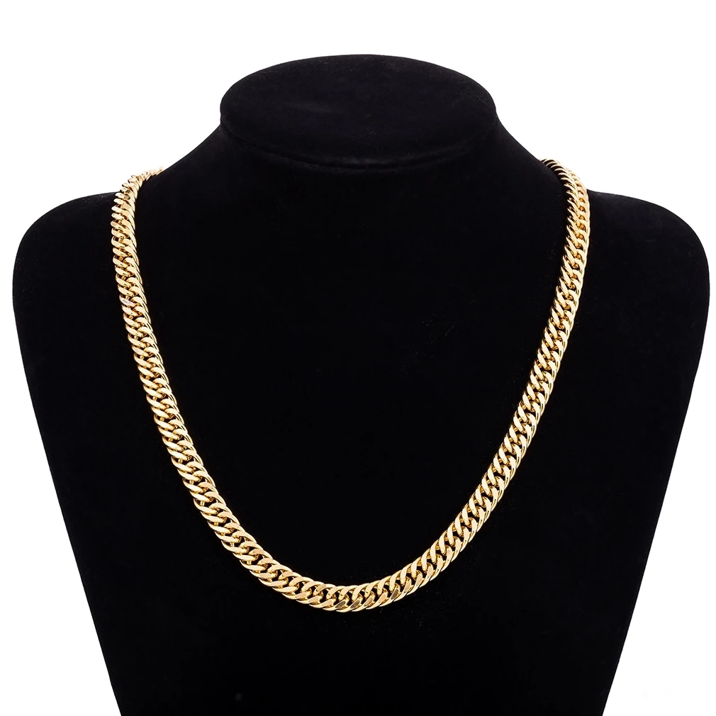 

Love & Annie Curb Cuban Link Chain Chokers Punk Necklace for Men Women Vintage Gold Tone Solid Metal Mens Cuban Chain Necklace