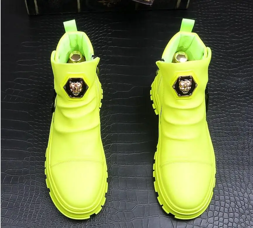 Мужские кожаные ботильоны с заклепками белые повседневные ботинки в стиле панк