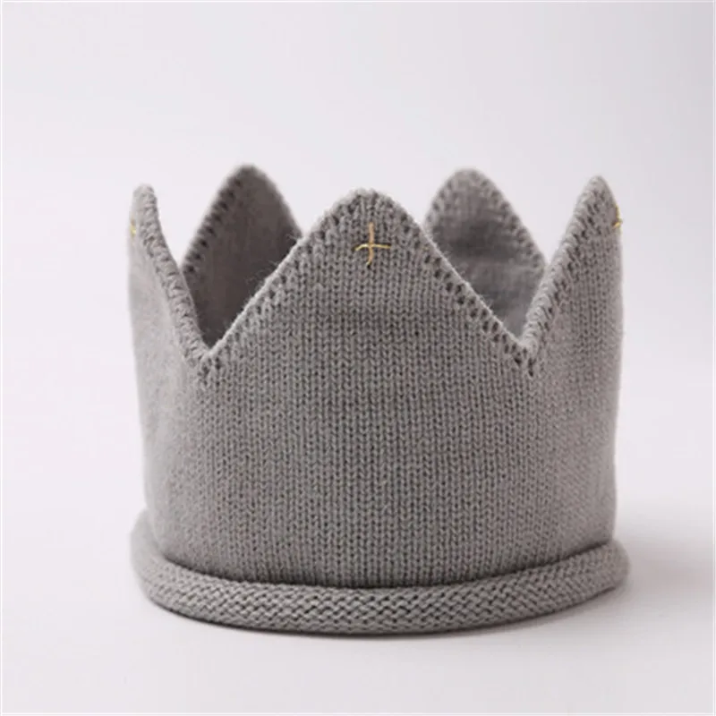 

Baby Hat Girls Crown Knitted Cap Toddler Empty Top Hats Newborn Design Woolen Yarn Bonnet Children Soft Solid Beanies Casquette
