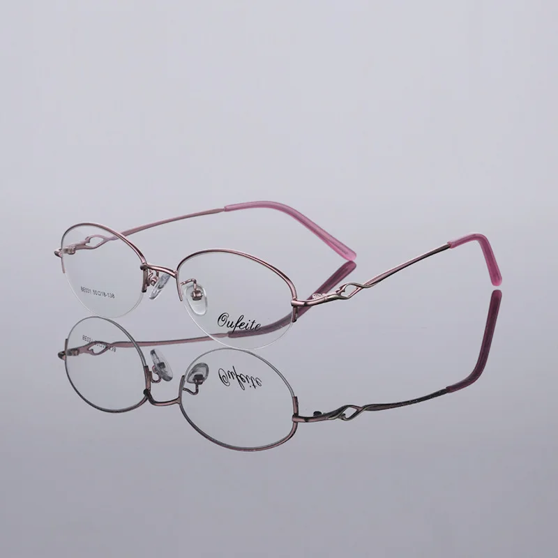 

New Style Women's Glasses Frame Metal Half-Frame Frame Two-Color Electroplated Women's Glasses Prescription Customization