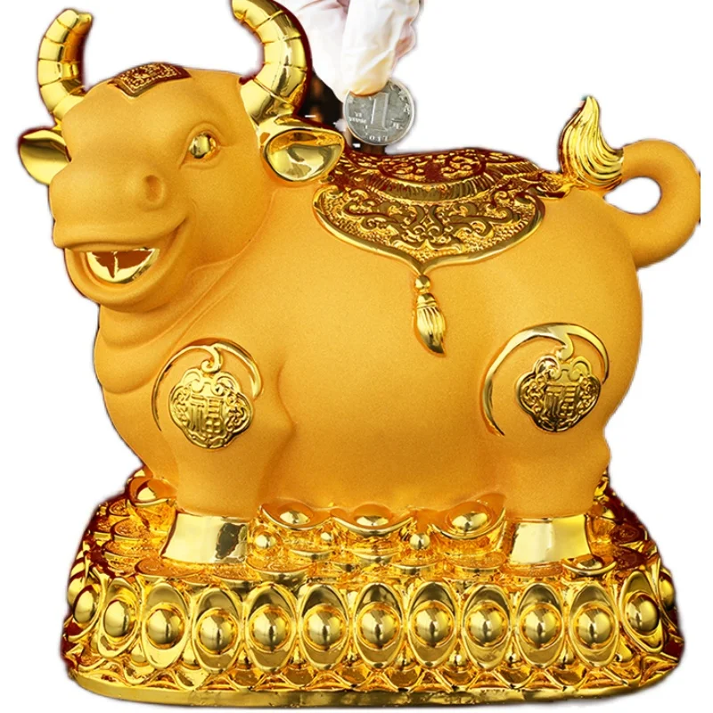 

Lucky Chinese Zodiac Cow Coin Bank Jinniu Decoration Creative Trending Large Capacity Savings Bank Adult Household