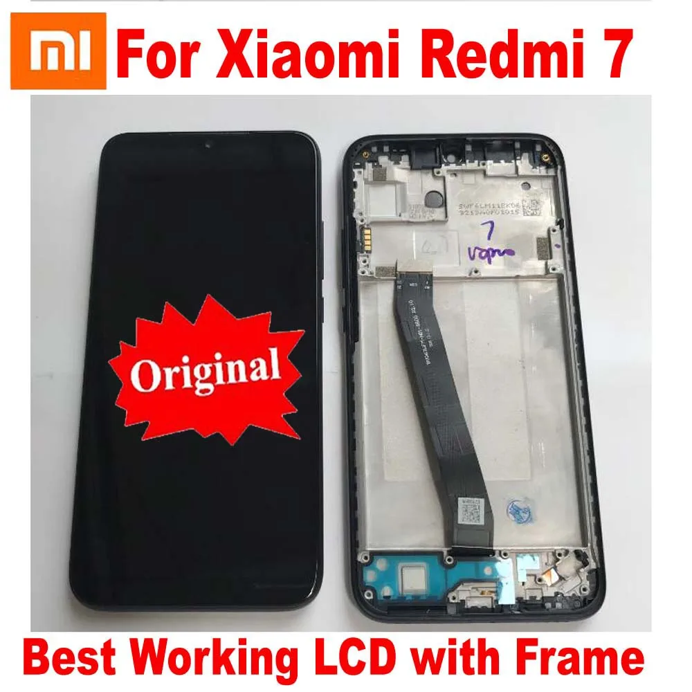 

Лучший рабочий стеклянный датчик для Xiaomi Redmi 7 Redmi7, ЖК-дисплей, сенсорный экран, дигитайзер в сборе с рамкой для телефона Pantalla
