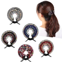 hot new fashion women crystal bird nest hair claw bun maker hairgrip hairpins girls ponytail holder clamps headwear accessories