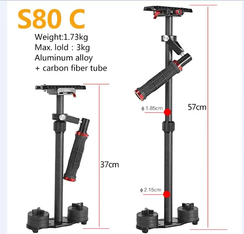 S40 40CM Ручной стабилизатор Steadycam для Steadicam Canon Nikon GoPro AEE DSLR видеокамера LY08 - Цвет: Черный