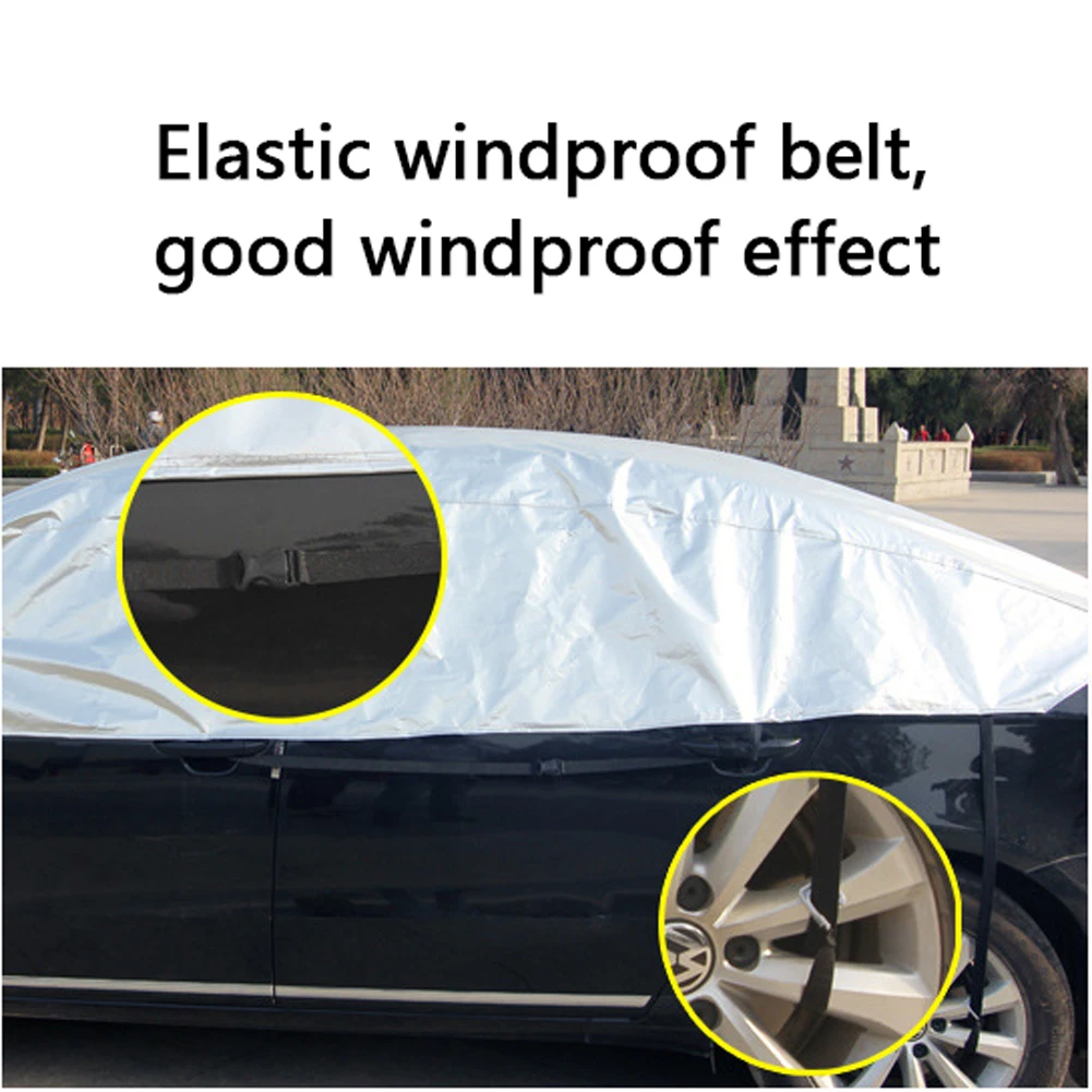 

Car Half Cover Top Waterproof All Weather/Windproof/Dustproof/Windshield Cover Snow Ice Winter Summer for Sedan SUV