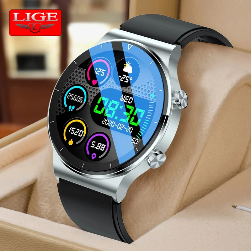 

LIGE 2021 New Smart Watch Men Full Touch Screen Sports Fitness Watch IP68 Waterproof Bluetooth For Android ios smartwatch Mens