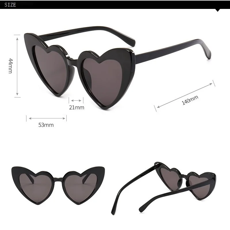 Luxury Heart Glasses Effect Women Heart Lenses Sunglasses For Women Driving Sunglass Female Pink Sun Glasses UV400 Black Eyewear images - 6