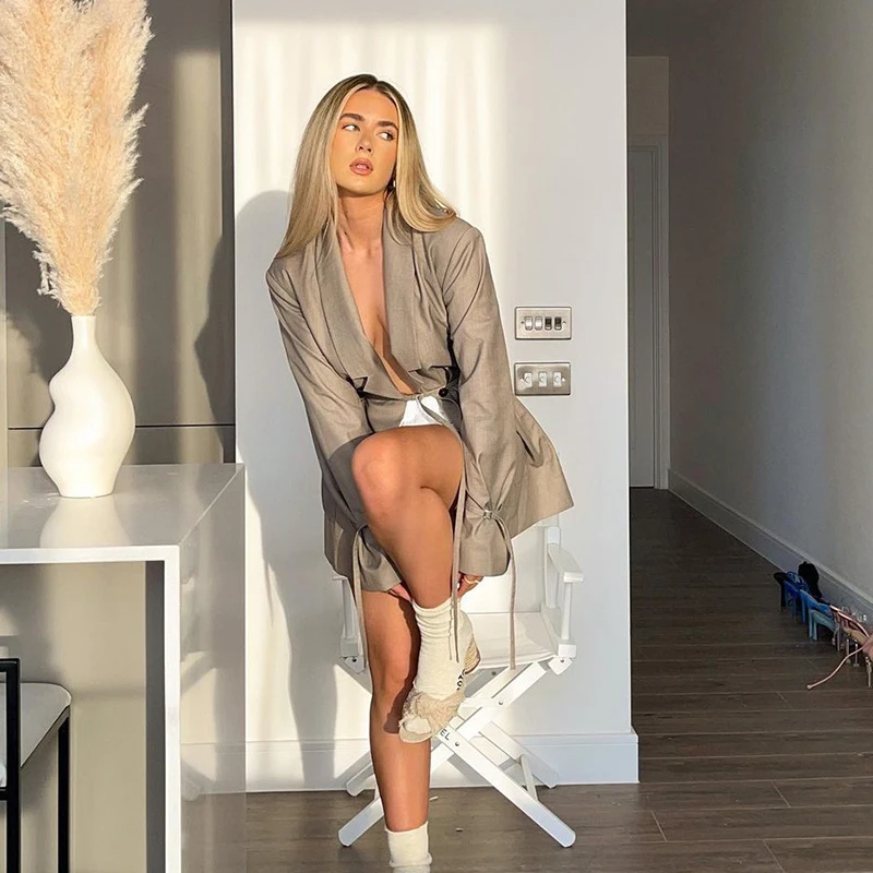 

HEYounGIRL Autumn Vintage Oversized Long Blazer Women Casual Loose Elegant Chic Suit Coats Korean Fashion Cardigan Ladies Jacket