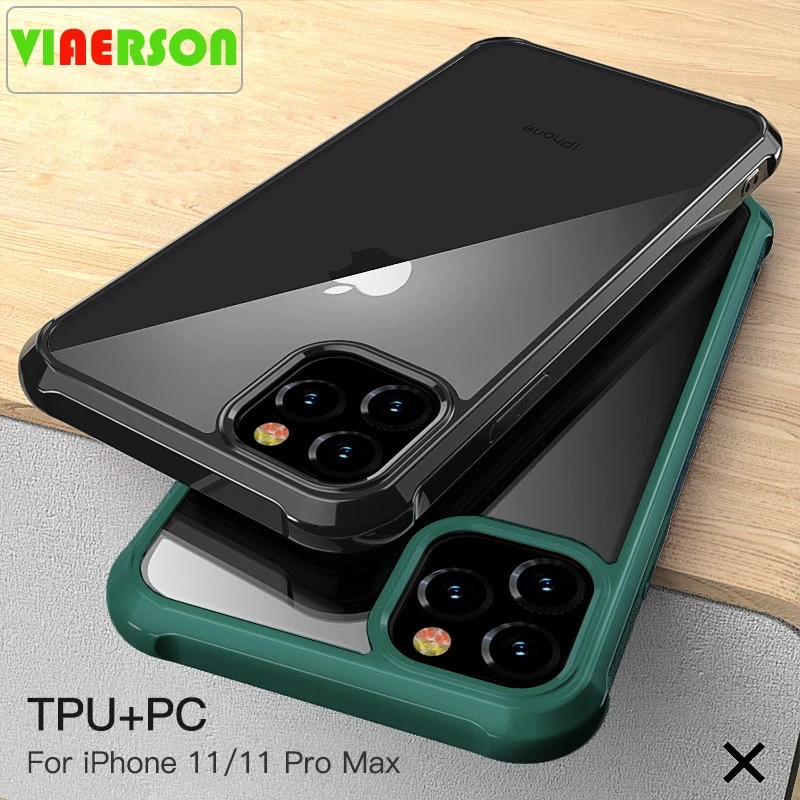 Чехол для iPhone 11 Pro Max Роскошный прозрачный акриловый + силиконовая рамка