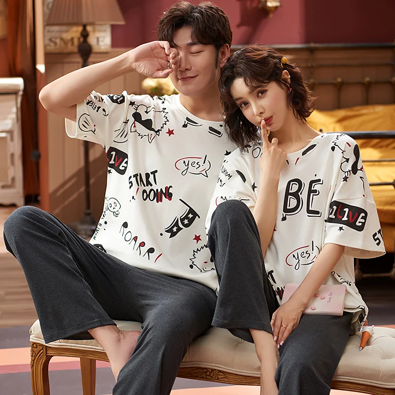 Новинка 2021 г. пижамные комплекты SONG для пар летние хлопковые милые повседневные