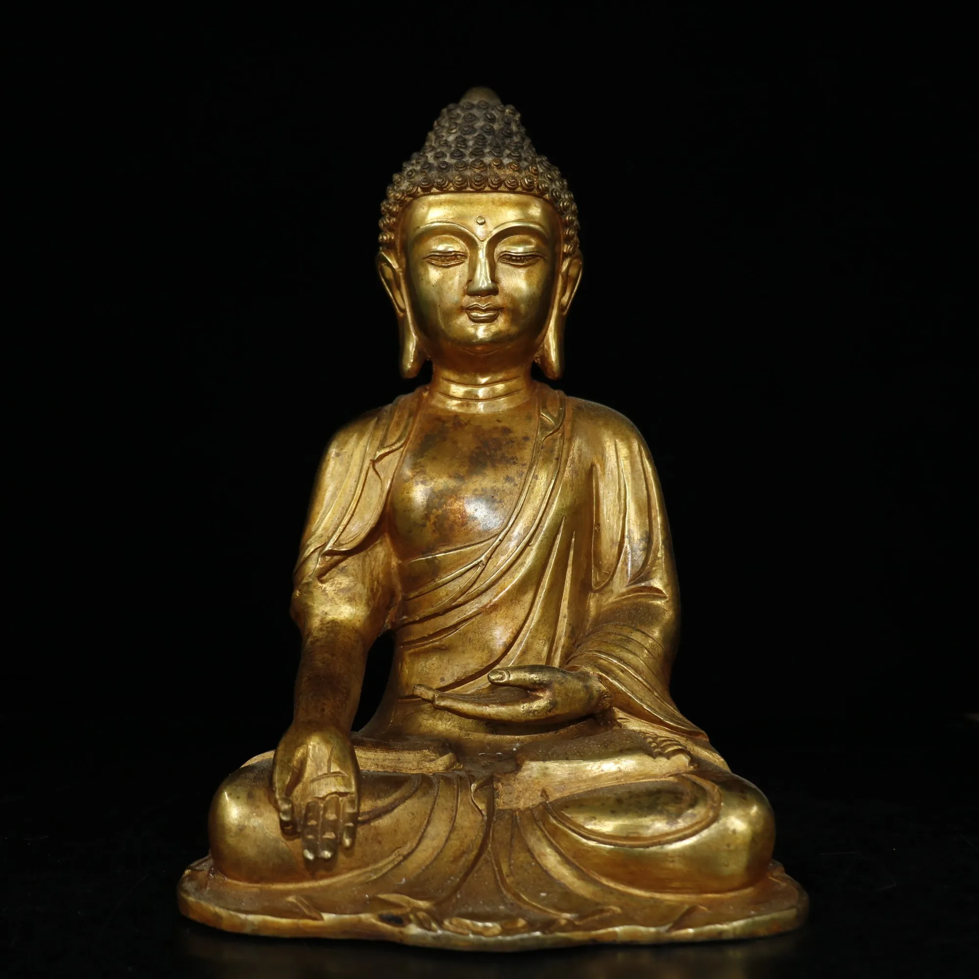 

11" Tibet Buddhism Temple Bronze Gilt Gold Shakyamuni Buddha Statue Medicine Amitabha Enshrine the Buddha
