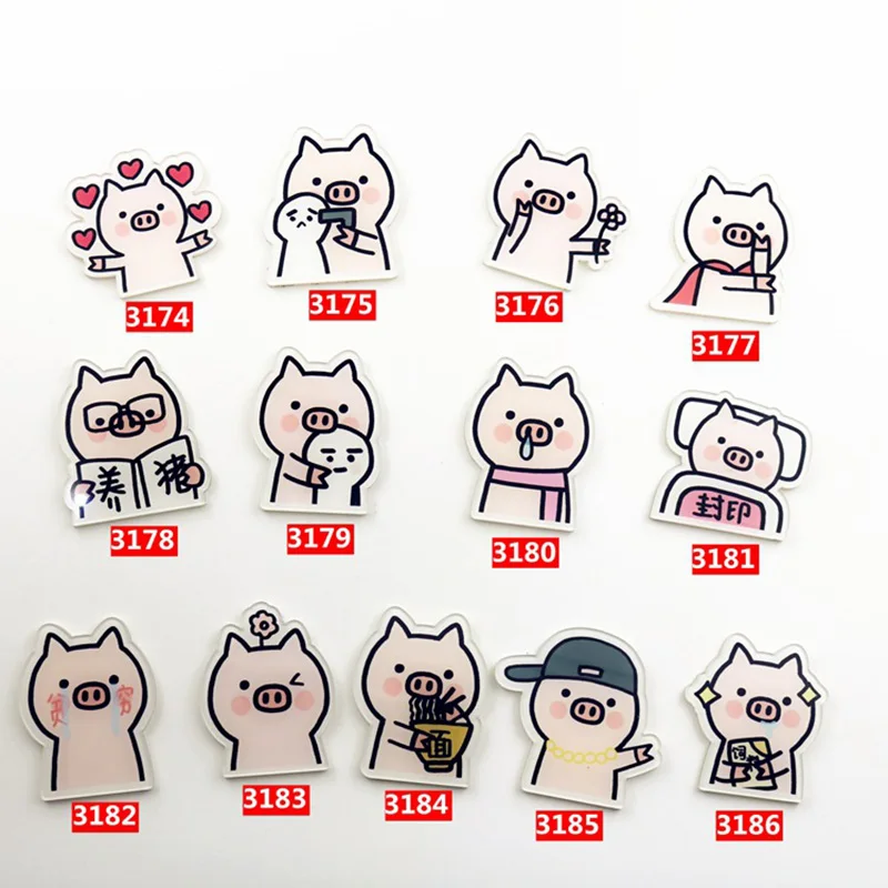 

100 Pieces/Lot Pig Head Brooches Cartoon Acrylic Animal Lapel Pins Boys Girls Cute Clothes Badges Boys Girls Jewelry Corsages