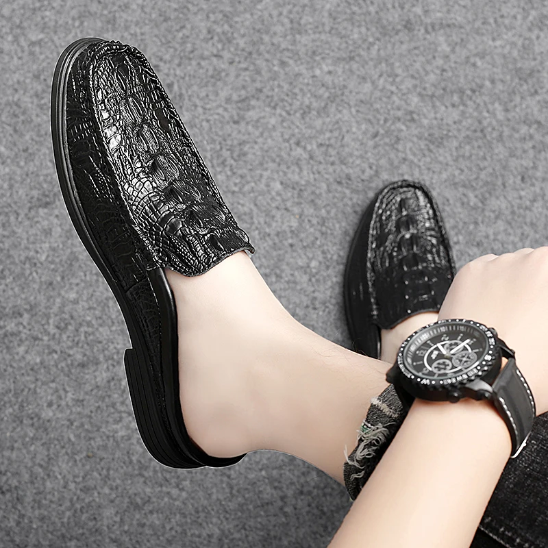 Мокасины мужские из натуральной кожи мягкие лоферы без застежки Повседневная